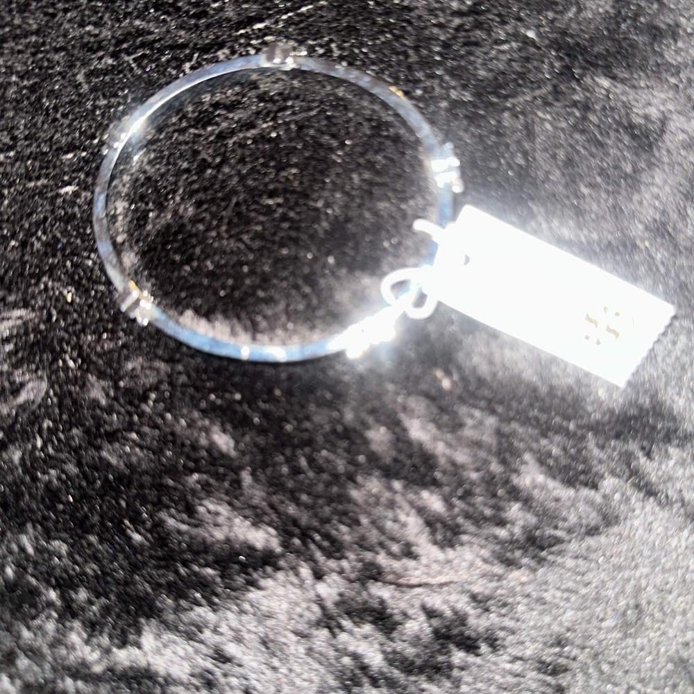 Tory Burch Silver Bangle Logo Bracelet - Picture 4 of 4